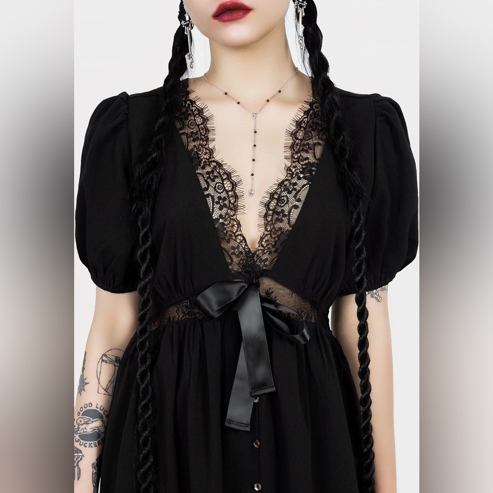 NWT Disturbia Mortuary Lace Button Up Midi Dress Size US 16 / UK 20 - Picture 4 of 13